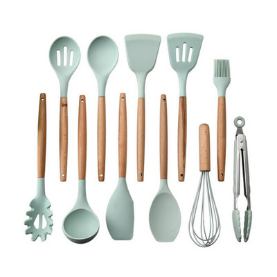 Unelte de gătit, mâner din lemn de calitate alimentară, clește, spatulă, lingură de supă, 1 bucată, accesorii portabile de bucătărie, silicon antiaderent