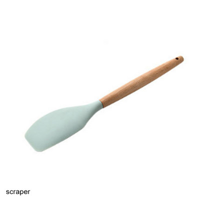 Maisto gaminimo įrankiai Maisto kokybės medinės rankenos sukimo žnyplės Mentele Sriubos šaukštas 1vnt Nešiojami virtuvės prietaisai Silikoninis Nelipnus