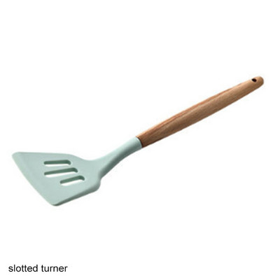 Maisto gaminimo įrankiai Maisto kokybės medinės rankenos sukimo žnyplės Mentele Sriubos šaukštas 1vnt Nešiojami virtuvės prietaisai Silikoninis Nelipnus