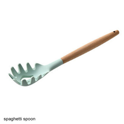 Maisto gaminimo įrankiai Maisto kokybės medinės rankenos sukimo žnyplės Mentele Sriubos šaukštas 1vnt Nešiojami virtuvės prietaisai Silikoninis Nelipnus