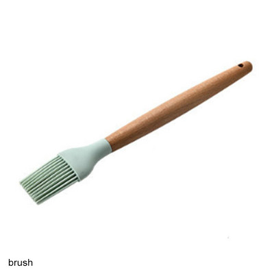 Maisto gaminimo įrankiai Maisto kokybės medinės rankenos sukimo žnyplės Mentele Sriubos šaukštas 1vnt Nešiojami virtuvės prietaisai Silikoninis Nelipnus