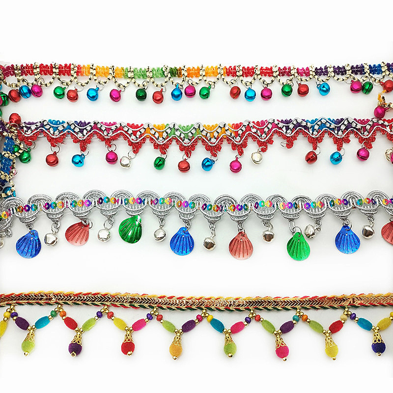 1 jards Deju zvans ar fliteriem nogaidīšanas josta ATS čigānu latīņu bārkstis josta Metāla monētu čaumalas pogas pušķis