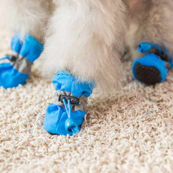 4 бр./компл. Водоустойчиви зимни обувки за домашни кучета Противоплъзгащи се ботуши за дъжд и сняг Обувки Дебели топли за малки котки Кученца Чорапи Ботуши