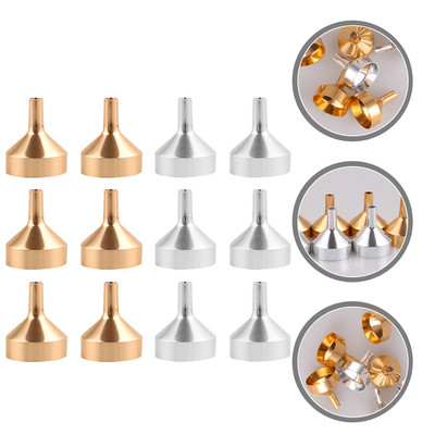 12 τμχ Μίνι χωνί μπουκαλιού νερού Εργαλείο αναπλήρωσης αρωμάτων Χωνιά αιθέριου ελαίου Μικρή γέμιση Μινιατούρα περιποίησης δέρματος από ανοδιωμένο αλουμίνιο