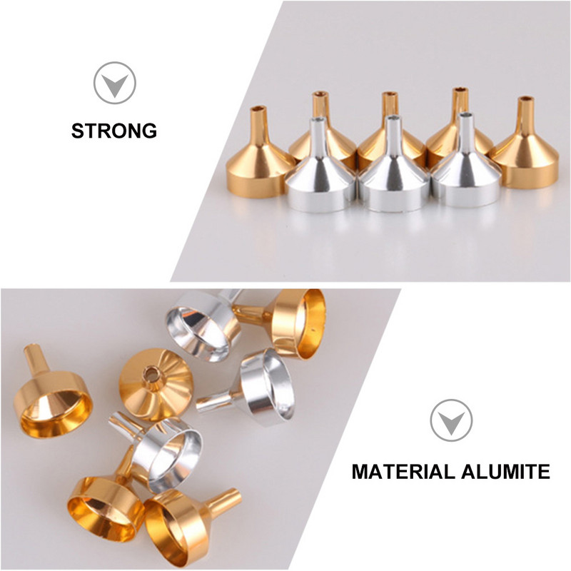 12 τμχ Μίνι χωνί μπουκαλιού νερού Εργαλείο αναπλήρωσης αρωμάτων Χωνιά αιθέριου ελαίου Μικρή γέμιση Μινιατούρα περιποίησης δέρματος από ανοδιωμένο αλουμίνιο