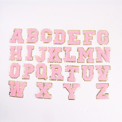 1 vnt. 5,5 cm išsiuvinėtas raidžių lygintuvas ant pataiso AZ Šeniliniai raidžių pleistrai su Blizgučiais Varsity Neryškiais marškinėlių raštais