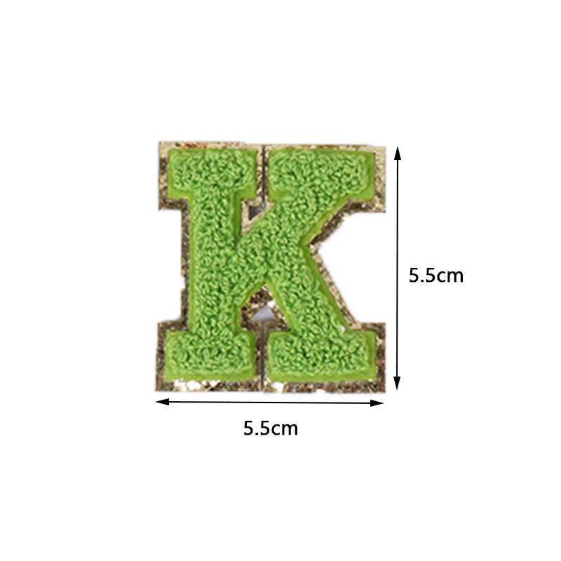 1 vnt. 5,5 cm išsiuvinėtas raidžių lygintuvas ant pataiso AZ Šeniliniai raidžių pleistrai su Blizgučiais Varsity Neryškiais marškinėlių raštais