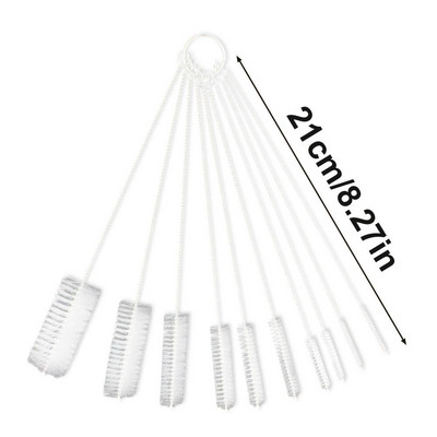 Butelių šepetėlių rinkinys Siauri buteliai Nailono šepečiai Vamzdžių valymo šepetys Maži nešiojami valymo šepečiai su nailoniniais šereliais ir kabliuku