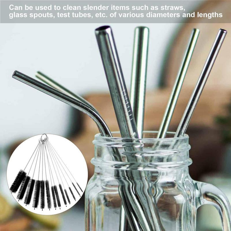 Butelių šepetėlių rinkinys Siauri buteliai Nailono šepečiai Vamzdžių valymo šepetys Maži nešiojami valymo šepečiai su nailoniniais šereliais ir kabliuku