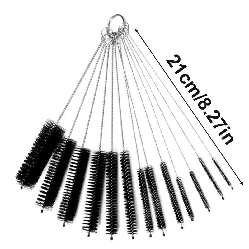 Butelių šepetėlių rinkinys Siauri buteliai Nailono šepečiai Vamzdžių valymo šepetys Maži nešiojami valymo šepečiai su nailoniniais šereliais ir kabliuku