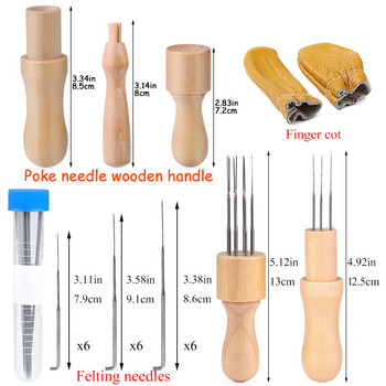 IMZAY Needle Felting Kit With Wood Handle Needle Felting Tool 3 Sizes 18 Pcs Felting Needles Finger Protector for DIY Sewing