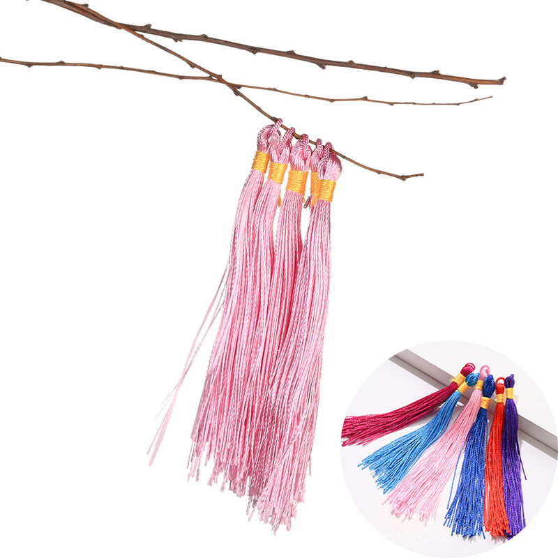 20 db 9 cm-es színes poliészter selyem bojt medál rojt ékszer dekorációs bűbáj Kulcs frufru Bojt otthoni dekorációhoz barkácsoláshoz
