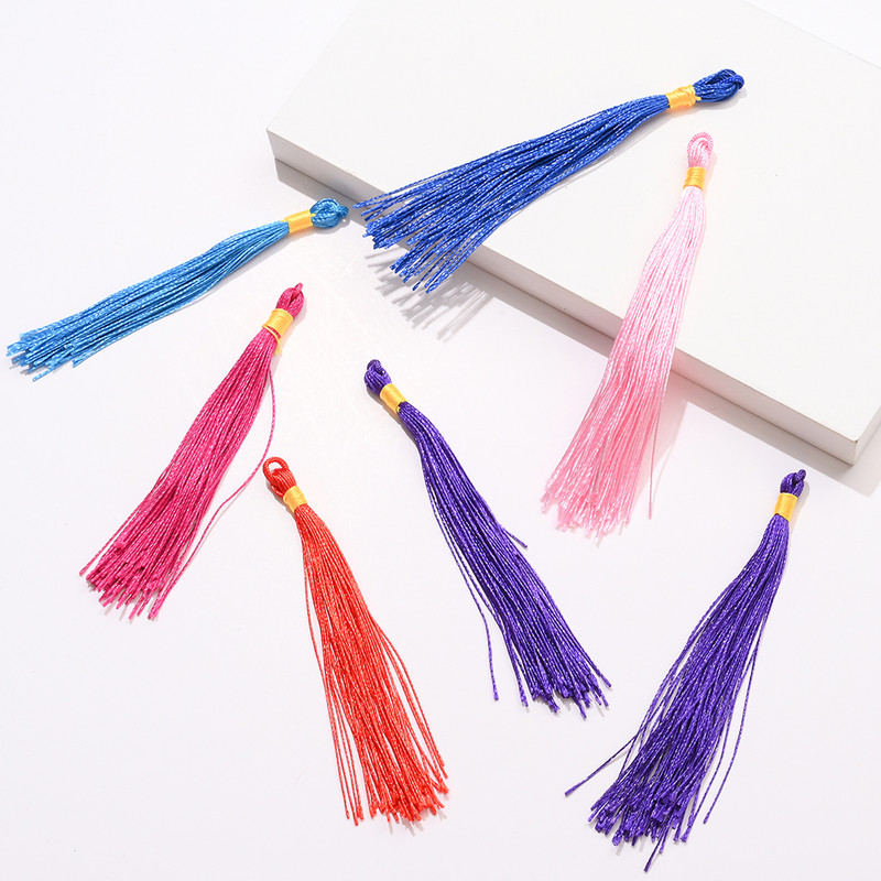 20 db 9 cm-es színes poliészter selyem bojt medál rojt ékszer dekorációs bűbáj Kulcs frufru Bojt otthoni dekorációhoz barkácsoláshoz