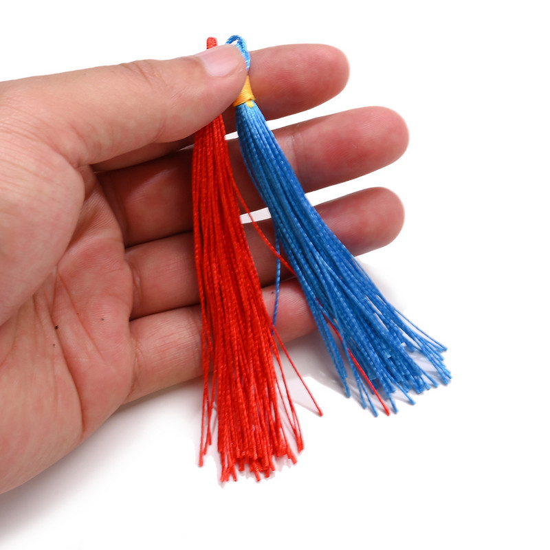 20 db 9 cm-es színes poliészter selyem bojt medál rojt ékszer dekorációs bűbáj Kulcs frufru Bojt otthoni dekorációhoz barkácsoláshoz