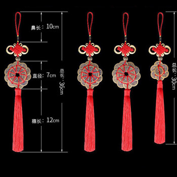 1PC китайски възел пискюли късмет монети фън шуй червен копринен пискюл висулка декоративен за перде ресни чанта висулка декор