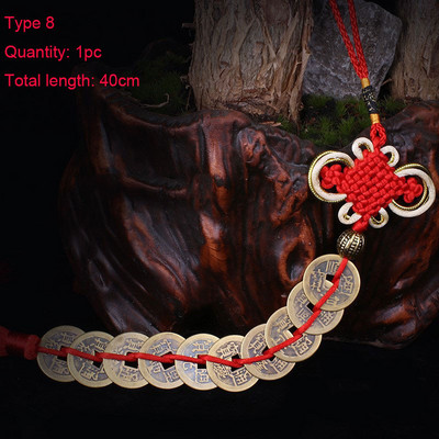 1 db kínai csomós bojt szerencsés érmék Feng Shui vörös selyem bojt medál dekoráció függöny rojt táska medál dekorációhoz