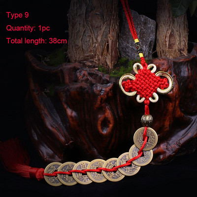 1 db kínai csomós bojt szerencsés érmék Feng Shui vörös selyem bojt medál dekoráció függöny rojt táska medál dekorációhoz