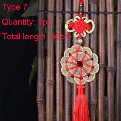 1 db kínai csomós bojt szerencsés érmék Feng Shui vörös selyem bojt medál dekoráció függöny rojt táska medál dekorációhoz