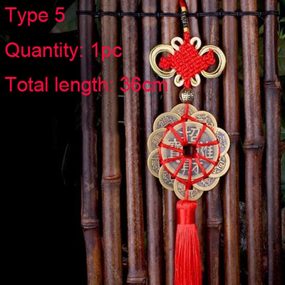 1 db kínai csomós bojt szerencsés érmék Feng Shui vörös selyem bojt medál dekoráció függöny rojt táska medál dekorációhoz