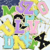 Hímzett név Zsenília betűfoltok AZ Rózsaszín ragadós ábécé tapasz ruhatáskákhoz póló vasalható betűfolt rátét