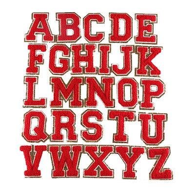 Hímzett név Zsenília betűfoltok AZ Rózsaszín ragadós ábécé tapasz ruhatáskákhoz póló vasalható betűfolt rátét