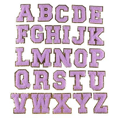 Hímzett név Zsenília betűfoltok AZ Rózsaszín ragadós ábécé tapasz ruhatáskákhoz póló vasalható betűfolt rátét