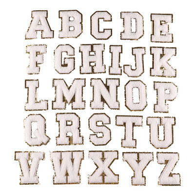 Hímzett név Zsenília betűfoltok AZ Rózsaszín ragadós ábécé tapasz ruhatáskákhoz póló vasalható betűfolt rátét