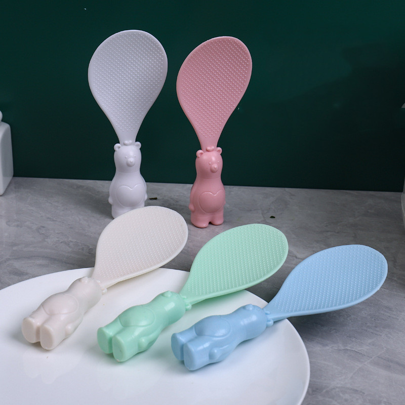 Nepiedegoša rīsu karote Vertikāla rīsu karote Jauki zaķīti, jauki virtuves instrumenti Kviešu salmu Korejas rīsu karote dažādās krāsās