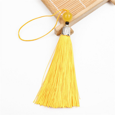 10 db Fém sapka Jade gyöngyök hosszú bojt medálok barkácsolás kézműves ékszerek ruházat autótáska lakberendezési kiegészítők lógó rojt díszítőelemek