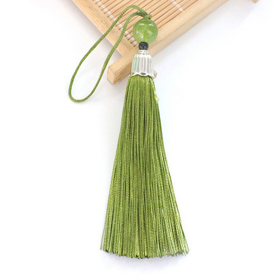 10 db Fém sapka Jade gyöngyök hosszú bojt medálok barkácsolás kézműves ékszerek ruházat autótáska lakberendezési kiegészítők lógó rojt díszítőelemek