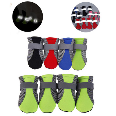 Reflective Breathable Puppy Dog Shoes Anti-slip Pet Boots Paw Protector Reflective Straps Dog Chihuahua Outdoor Soft Bottom Shoe