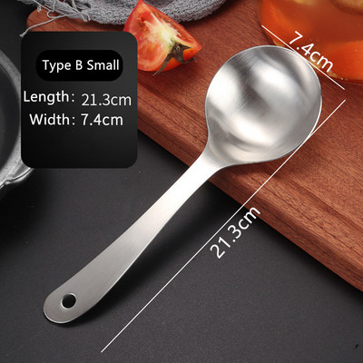 Vastag rozsdamentes acél rizsfőző kanál Japán stílusú, hosszú nyelű svédasztalos tálalókanalak Evőkanál Konyhai edények