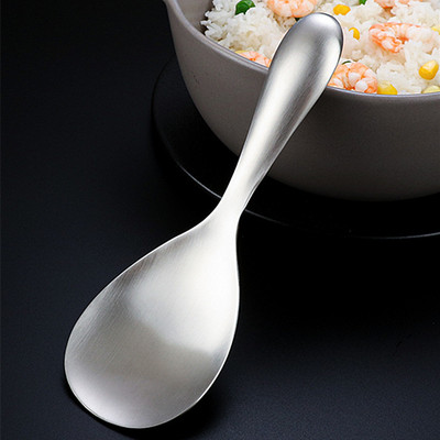 Vastag rozsdamentes acél rizsfőző kanál Japán stílusú, hosszú nyelű svédasztalos tálalókanalak Evőkanál Konyhai edények