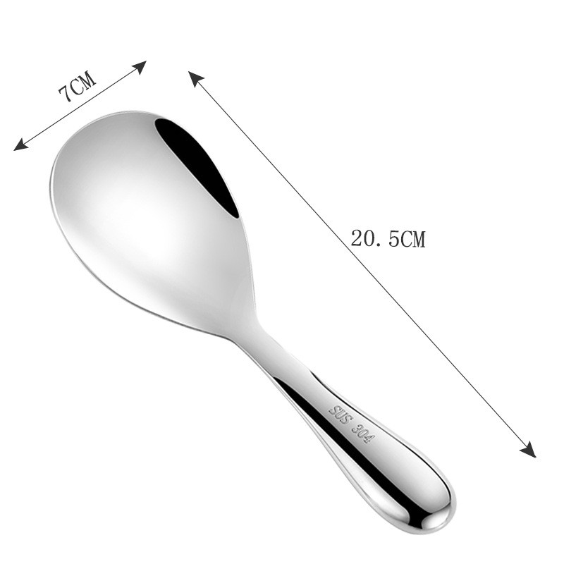 Vastag rozsdamentes acél rizsfőző kanál Japán stílusú, hosszú nyelű svédasztalos tálalókanalak Evőkanál Konyhai edények