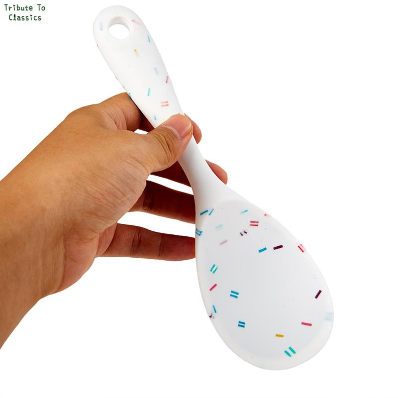 1 gab rīsu karote caurspīdīga karstumizturīga silikona nepiedegoša pannas gatavošanas rīki ar garu rokturi virtuves piederumi