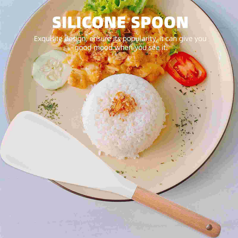 Rīsu lāpstiņas karote Silikona servēšanas karotes, kas nav ar lāpstiņu, suši lāpstiņa gatavošanas ķīniešu trauki, liekšķere Kartupeļu plīts