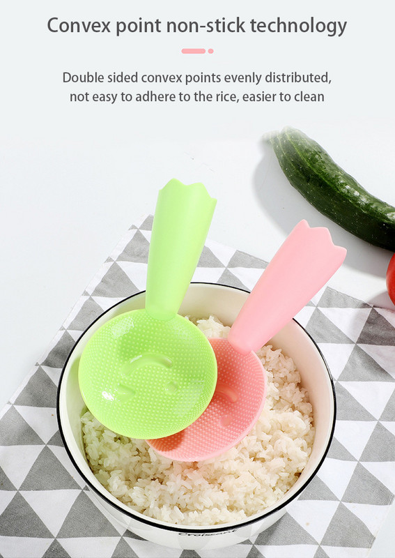 Kreatív mosolygós rizskanál Szép álló, tapadásmentes nagy rizslapát műanyag háztartási konyhai étkészlet rizskanál
