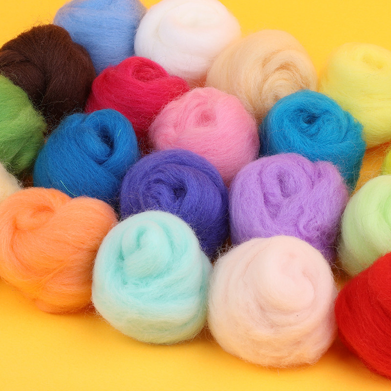Fenrry 48 krāsas 5g/10g/20g/50g vilnas filca šķiedra, mīksta šūpojoša vilnas šķiedra DIY amatniecības adatu filcēšanas materiālu rīks iesācējiem