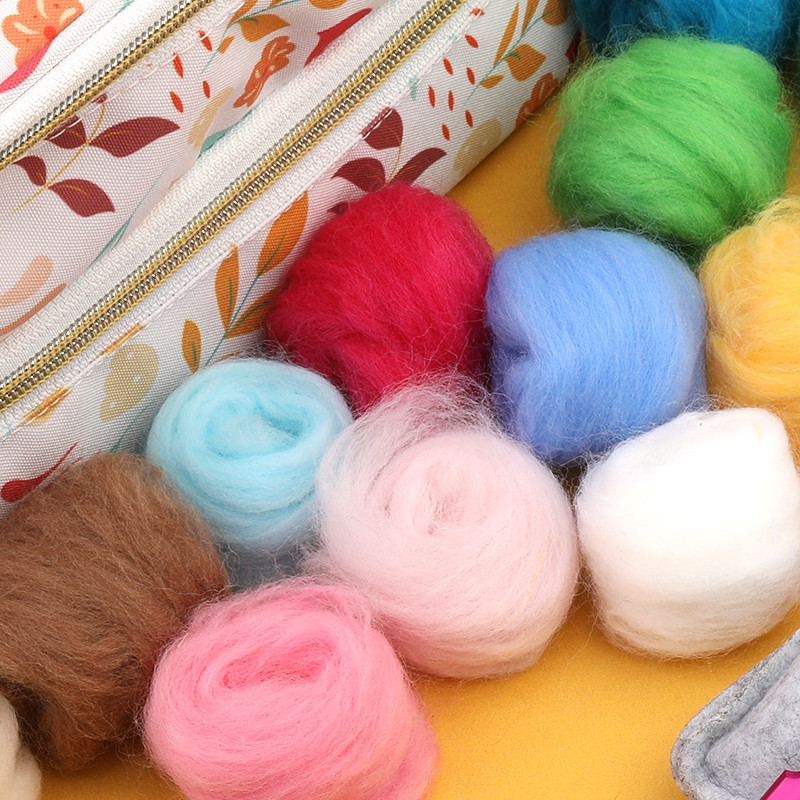 Fenrry 48 krāsas 5g/10g/20g/50g vilnas filca šķiedra, mīksta šūpojoša vilnas šķiedra DIY amatniecības adatu filcēšanas materiālu rīks iesācējiem