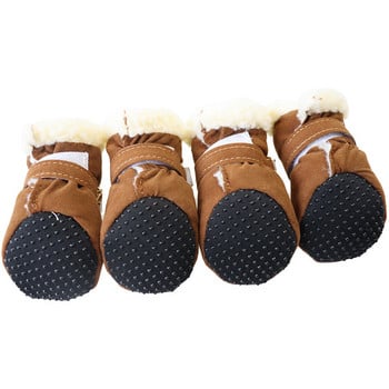 4 бр./компл. Зимни обувки за домашни кучета Противоплъзгащи се ботуши за дъжд и сняг Обувки Дебели топли за малки котки Кученца Чихуахуа Кучета Чорапи Ботуши