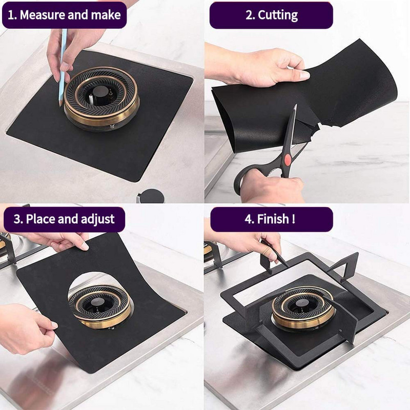 4vnt Dujinės viryklės apsauga Dujinės viryklės Viryklės dangčio įdėklas Sheild Clean Mat Virtuvės Dujinės viryklės Viryklės apsauga Virtuvės priedai