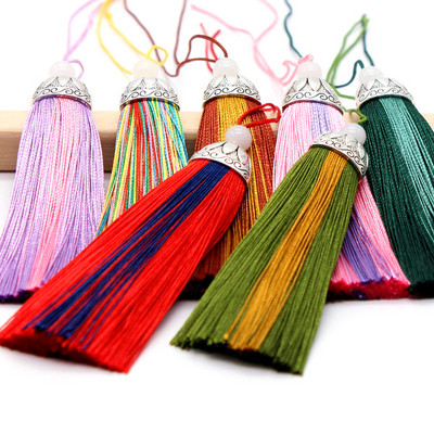 1Pcs 100mm Multicolour Tassel Ice Silk Hanging Ear DIY Clothing Custom Bookmark Home Decoration Accessories Material Pendant