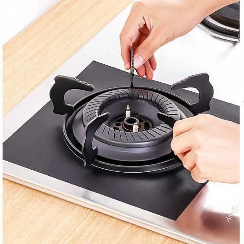 Nemokamas pristatymas 1/3 vnt. 270*270 mm tefloninės dujinės viryklės paviršiaus apsaugos padėklas, plaunamas aliejui ir dėmėms atsparus dujinės viryklės valymo padas