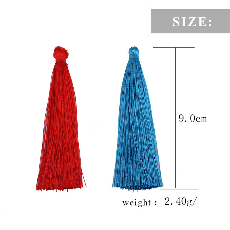 20db/tétel Szín 9cm Bojt Barkácsolás Poliészter Bojt ékszerekhez Fülbevaló Kiegészítők Kézzel készített könyvjelzőhöz Hosszú selyem bojt