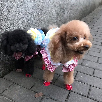 4бр. Мрежести сандали за малки кучета Дишащи летни обувки за кучета Безопасни светлоотразителни маратонки против хлъзгане за кученце Теди Консумативи за домашни любимци