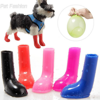 4 buc. Pantofi pentru câini S/M/L Cizme impermeabile pentru câini Pantofi pentru cățeluși Anti-alunecare, elastice, cizme de ploaie de protecție pentru animale de companie.