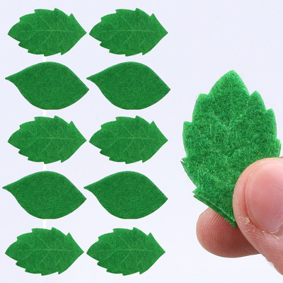 50 vnt Neaustinės veltinio žalių lapų pleistras. Aplikacijos kortelės kūrimas mokyklos sienų dekoravimas „pasidaryk pats“ siuvimo amatai, veltinio rankų darbo aplikacijos
