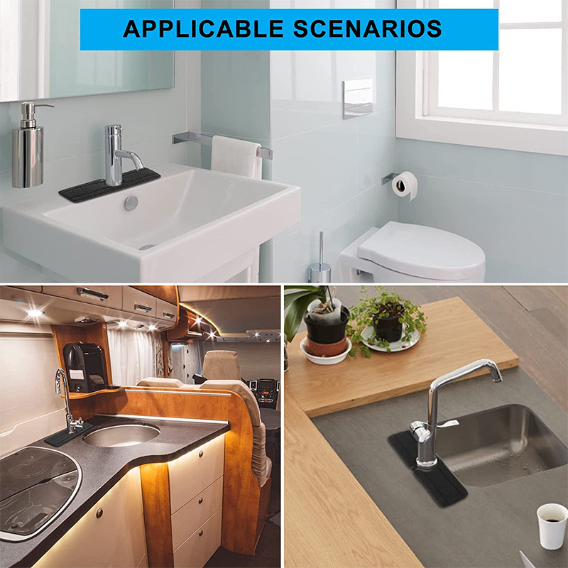 Mazgājams virtuves jaucējkrāns, uzsūcošs paklājiņš izlietnes šļakatu aizsargs Countertop izlietnes aizsargi pilienu uztvērējs trauku žāvēšanas paklāji vannas istabai