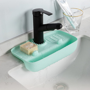 Βρύση σιλικόνης κουζίνας Ματ νεροχύτης Splash Pad Αποστράγγιση Baucet Splash Catcher Μπάνιο πάγκος προστασίας Δίσκος διανομής σαπουνιού