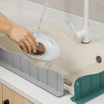 Силиконова защита от пръски за мивка Защита от пръски вода за кухня Неплъзгаща се вендуза Основа за мивка Предпазител за вана